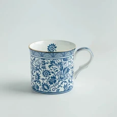 윌리엄 모리스 영어 클래식 커피 컵 세라믹 유럽 오후 차 뼈 중국 빈티지 파란색과 흰색 스타일, 04 Style2