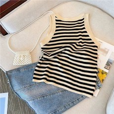 여성 니트민소매 나시 빅사이즈 이너상의 스트라이프