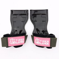 타이거밸런스 헬스 스트랩 리프팅 그립, 카키 스트랩(로고 핑크), 1세트