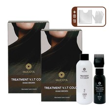무코타 트리트먼트 염색제 V.I.T 이지컬러 염색약 2박스+염색보/장갑, 2개, 다크 브라운(카키 브라운)