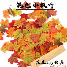 仿真楓葉桌面擺拍道具，幼兒園手工樹葉，教室背景裝飾場景拍照道具, 1個, 混色【小楓葉】,50片