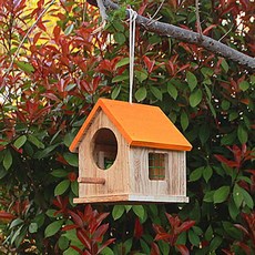 야외 나무 새집 정원 새둥지 버드하우스 가든 원목 참새집 둥지 소품, 랜야드 오렌지 탑