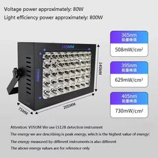 365nm 395nm 405nm 공랭식 UV 경화 램프 휴대용 고강도 LED 스포트라이트 (레진 접착제 잉크 녹색 오일 레, 05 800W, 02 영국, 03 395nm