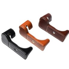 카메라백팩 dslr 미러리스 필름 PU 가죽 케이스 하단 개방 버전 보호 하프 바디 커버 후지필름 XA5 XT4 XS1, 08 Black XS10, 한개옵션1