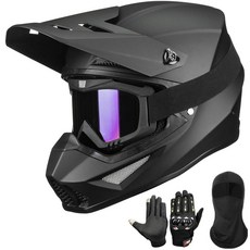 Auboa 더트 바이크 헬멧 모토크로스 ATV BMX MX 오프로드 성인용 고글 장갑 마스크 DOT 모델 MT766(블랙 레드 M), 미디엄, 매트 블랙