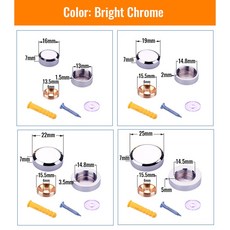 커버 나사 거울 4PCS 유리 하드웨어 ZEXEF 스테인레스 고정 패스너 장식 스틸 손톱, 22mm, Bright Chrome, 9) 22mm - Bright Chrome