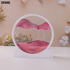 DFMEI 3D流沙畫擺件, 動態3D流沙畫-白框粉色