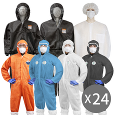 24벌 1박스 일회용작업복 원피스 투피스 작업복 부직포 위생복 위생가운 방역복 분진복 방호복 방진복, 회색, (1박스/24벌)PP원피스작업복(회색)-XL