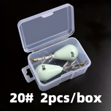 야광 물방울형 쌍단 10발 오징어 쭈꾸미 낚시 훅 채비 2P 세트, 1세트