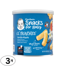 Gerber LilCrunchies 구운 곡물 스낵 생후 8개월 바닐라 메이플, Vanilla Maple, 42g, 3개