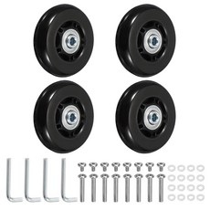 YELARXI 교체용 수하물 바퀴 여행 가방 바퀴 교체 키트 64x18mm 및 2세트 및 고무 및 블랙 - 장착 (회전 캐스터 베어링 수리/교체/롤러 백/가방/스피너), YELARXI 교체용 수하물 바퀴, 여행 가방 바퀴 교