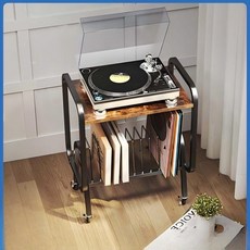 이동식 LP 레코드 수납장 빈티지 2단 CD LP 보관함 다용도 레코드 보관함 lp 보관대진열프레임 장식장, 월넛 색상