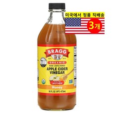 Bragg 건강하고 풍미가 좋은 허니 함유 오가닉 사과 식초 473ml 1개, 3개
