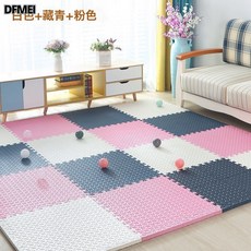 DFMEI 加厚泡沫地墊兒童嬰兒爬爬墊, 白色＋粉色＋藏青送邊條