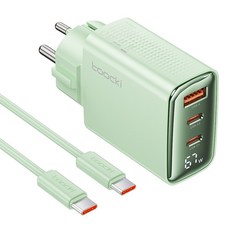 Toocki GaN PPS 67W 3포트 접지형 디스플레이 초고속 멀티충전기, 1세트, 그린