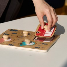 kb 감각교구 동글동글 라운딩 점보 꼭지 손잡이 원목 퍼즐 탈것 (2835), 1개
