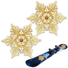 Soulchen 스노우보드 스톰프 패드 2개 13.9 x 7.9cm(5.1 3.1인치) 3D 투명 눈송이 PVC 미끄럼 방지 그립 매트 스파이크 겨울 스노우 아이스 스키 액세서, 골드