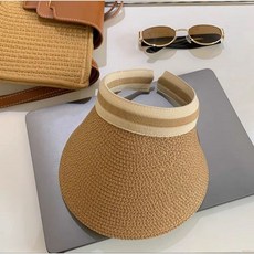 MUSE 空頂遮陽草帽 夏季戶外防曬帽 可調節髮箍式遮陽帽