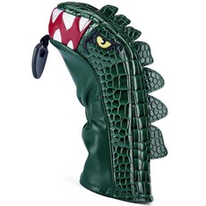 Gbourly Golf Club 그린 카툰 티라노사우루스 렉스 드라이버 페어웨이 우드 하이브리드 및 퍼터 헤드 커버 공룡 모양 PU 가죽 헤드커버 (블레이드 퍼터용), 하이브리드용