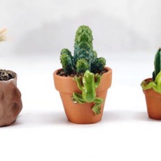 청개구리 선인장 화분 A 미니어처 조화 마블 인형 장식 소품, B