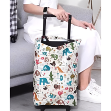 벨로브 휴대용 접이식 바퀴 장바구니 시장 캐리어 카트, 1개, 애니멀아이보리