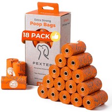 Pexter 강아지 배변 봉투 누출 방지 강하고 무향 - 18팩 (270백), 18 Pack (270 Bags)