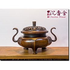 【沉香舍】陳巧生親製銅香爐 - 朝冠耳海棠薰香爐，正品保證附證書，仿古銅爐，官帽造型，好兆頭, 1個