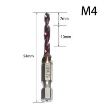 탭 드릴 비트 육각 섕크 HSS 나사 비트 기계 M5 M6 M8 M10 목재 알루미늄 다리미 전동 공구 부품 1, M4