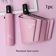 8-립 자동 우산 - 원터치 개폐 남녀공용 컴팩트 접이식 디자인 네이비 & 블랙 비즈니스용, 02 Pink