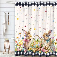 Ysnifeiw 성 패트릭의 날 샤워 커튼 182.9x182.9cm(72x72인치) 그린 격자무늬 아일랜드 토끼풀 욕실 커튼 세트 후크 포함 성 패트릭의 날 욕실 장식