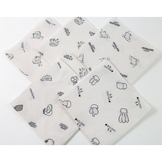 (TD) (패션잡화) 귀여운 그림 패턴 손수건, 과일.선인장.카피바라.고래.공룡