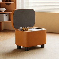 웜모먼트 수납 스툴 가정용 소형 탈부착 가능 신발 스툴 거실 수납 스툴, 1개, 오렌지