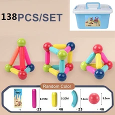자석 조립 블록 세트 장난감 어린이용 막대 몬테소리 교육용 남아 여아용, 28 138pcs storage box