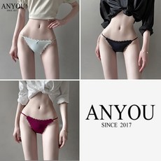 팬티 여성 레이스 패션 무흔 허리 삼각바지 3 세트