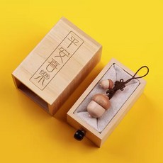 橡果印章 楓木印章 附竹木抽拉盒 事事如意 手帳印章 文青小物, 1個, 平安喜樂(收納盒文字)
