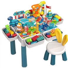 린보 와이드 테이블 블록 창의력 장난감 좌식형 접이식 블럭책상 288PCS + 의자 포함, 400*300*410mm, 1개