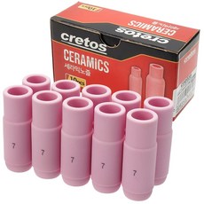 크레토스 티그(TIG) 알곤토치 세라믹노즐 350A 일반 (10개 1박스), 분홍색(7호), 1세트