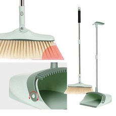 멀티 롱 빗자루 쓰레받기 세트 교실 실내 야외 청소, 민트, 1개