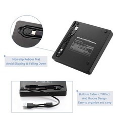 USB 3.0/Type-C Slim 외부 DVD RW CD 작가 드라이브 버너 리더 플레이어 노트북 PC 용 광학 드라이브, 검은색