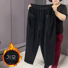 AOKADA 초대형 빅사이즈 기모 와이드 바지 50대 60대 여성 겨울 팬츠