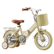 瀾錦書捨 兒童自行車 童車 3-9歲 復古英倫風 折疊腳踏車 12/14/16/18寸, 1個, 非折疊【公主粉】輻條輪黑胎靜音輪無後座禮,12吋（2-3歲建議身高80-95CM）, 公主粉, 12吋