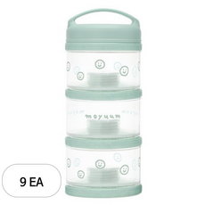 모윰 유아용 휴대용 3단 분유케이스, 민트해피모어에디션, 9개