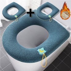 올라이프지 따뜻한 극세사 변기 커버 시트 겨울 방한 카바 2P, 그린, 2개