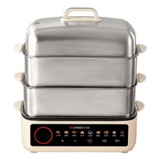 CHIGO 志高 蒸籠 17L 大容量 1500W 快速蒸 12H 預約/保溫, 智能触摸操作款23L三层【全不锈钢隔层】