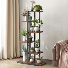 디원리빙 프리미엄 철제 프레임 슬림 화분선반대 거실 화분정리대, 6단, 블랙