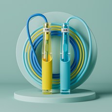 【無品牌】競速二段沙分段式業競速雙軸承跳繩兒童初學中小學生專業跳繩, 1個, 【紅酒瓶】黃藍分段繩