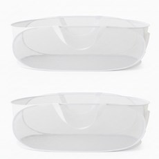 인앤유 접이식 메쉬 통풍 대용량 다용도 빨래망 이동식 세탁 바구니 1+1, 화이트