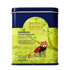 Herbs & Kettles 얼 그레이 티 | 이탈리아 베르가못 오일이 함유된 아삼 홍차 | 부드러운 시트러스 향과 벨벳 마감의 프리미엄 루즈 리프 얼 그레이 | 20~30회, Darjeeling Spring Treasure