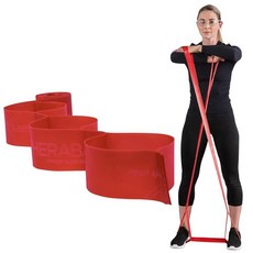 THERABAND CLX 루프가 있는 저항 밴드 1.5m(5피트) 레드 미디엄 비라텍스 운동 이동성 및 재활 스트레칭 홈 운동을 위한 탄성 쉬운 레벨을 색상 코드, Level 2 / Medium - Red