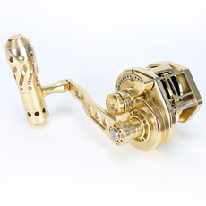 全金屬鼓輪 船釣鐵板輪 高速比 防海水 自動排線, 1個, 淺金色，金屬T握把,左手型, 淺金色, 金屬T握把, 左手型